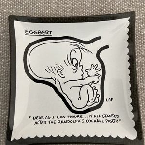 Vintage Eggbert 1950's/60's Glass trinket dish Humor